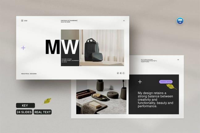 24页工业设计作品集模板keynote格式（不包含演示图片）