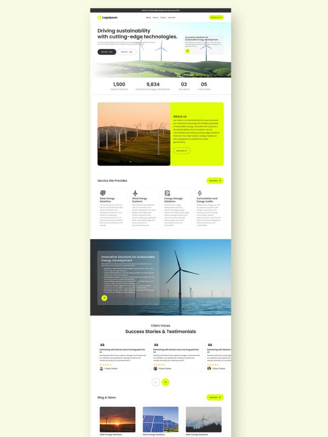 免费可再生能源网站登陆页面设计figma格式