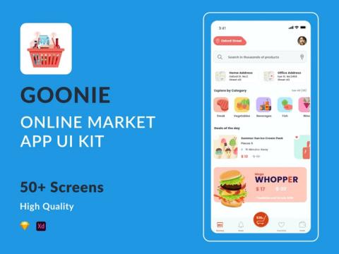 45页超市，外卖电商app界面设计xd源文件