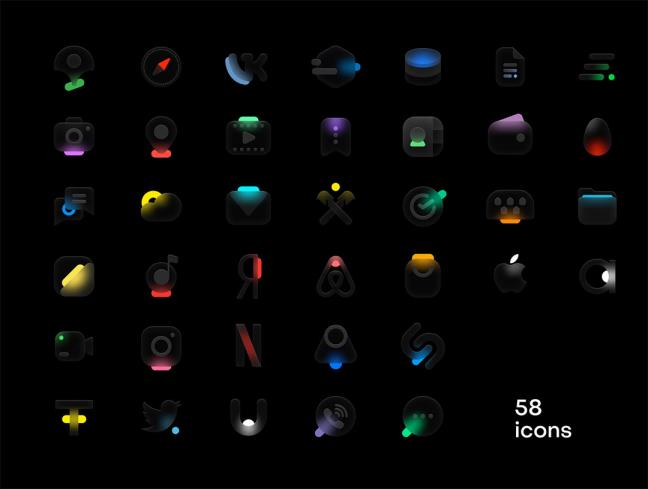 58个毛玻璃图标Figma、Sketch格式