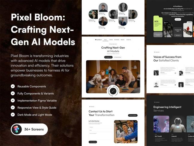 响应式设计明暗36页AI公司官网设计figma源文件