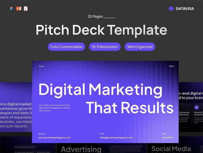 25页数字营销机构、创意工作室介绍Figma, PPT模板