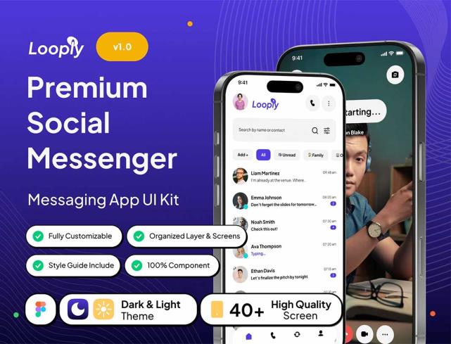 40页社交聊天app界面设计figma源文件（包含交互）