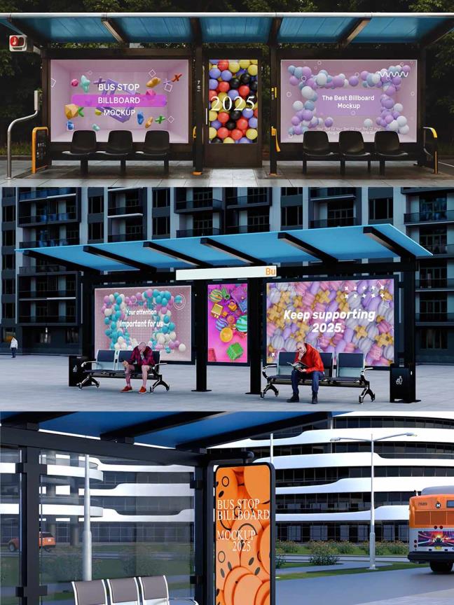 公交车站广告牌模型宣传片 MOGRT格式