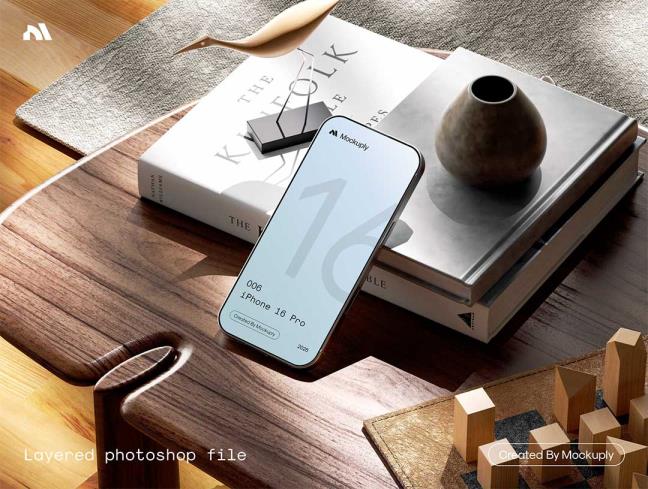 4个超写实的 iPhone 16 Pro 模型样机psd格式