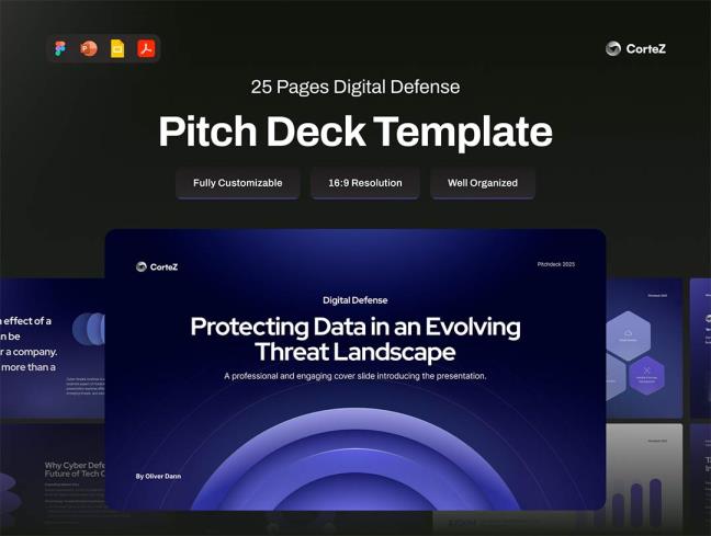 25页数据安全防护演示文稿Fig, Deck, PPTX, PDF格式
