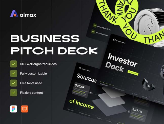 50页商业提案演示文稿Figma, Figma Slides Deck格式