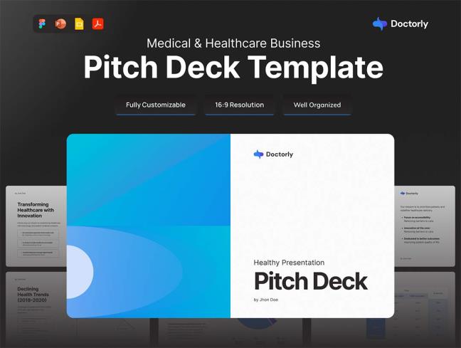 医疗和健康产业商业提案（需自己贴图）Figma，PPT，PDF格式
