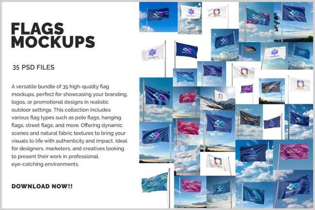 35个旗帜模型样机psd格式