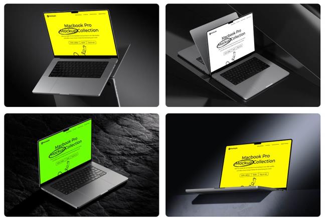 8个Macbook Pro 16 寸 inch Mockup样机psd格式