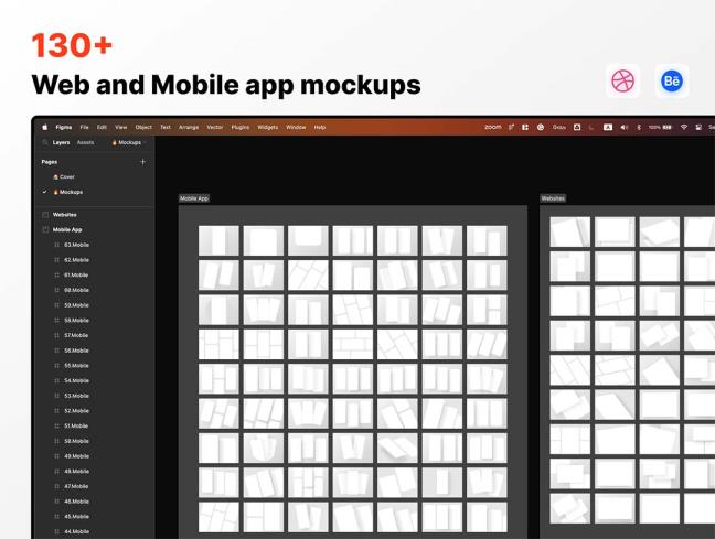 130个PC和手机作品集排版figma源文件