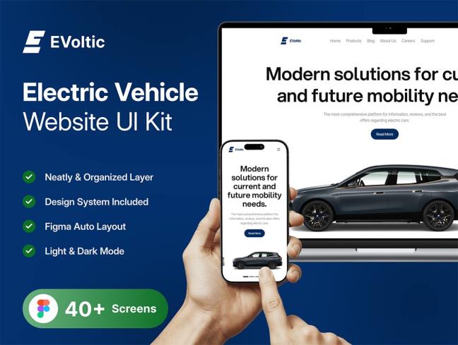 响应式共40页新能源电动车网站UI设计figma源文件