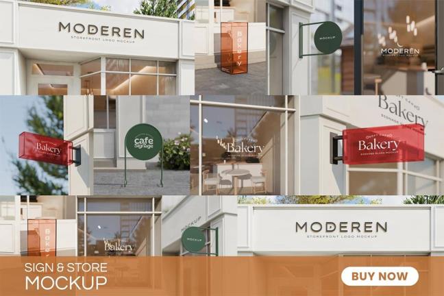 12个标牌和店面模型logo样机psd格式