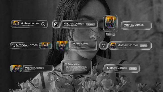 液态玻璃风格下三分之一区域字幕 / 图形AE格式