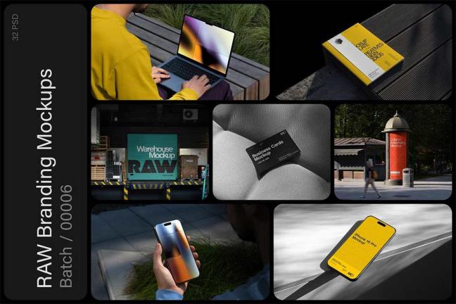 32个以真实环境为背景的优质照片模型样机psd格式