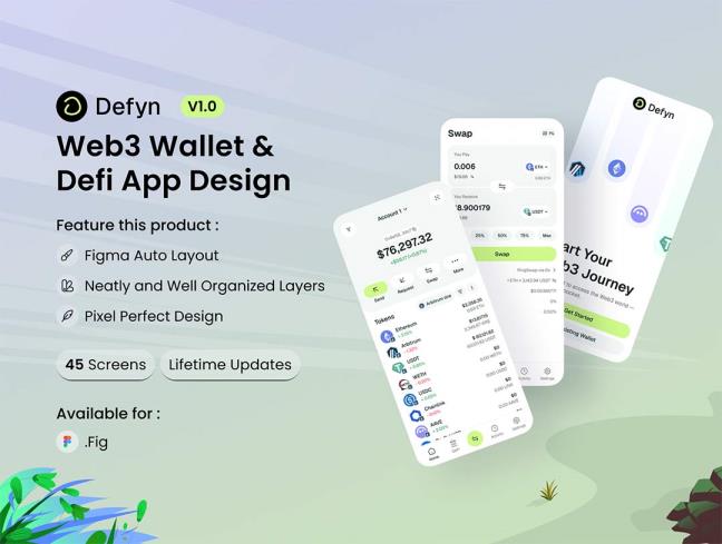 40页Web3钱包与DeFi应用app界面设计figma源文件