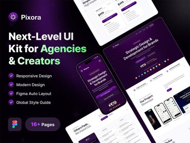 响应式设计18页创意、SaaS公司官网figma源文件