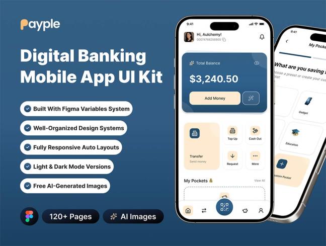 明暗120页数字银行app界面设计figma源文件