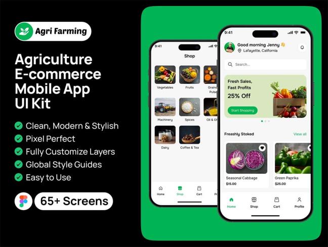 77页农业产品电商app界面设计figma源文件