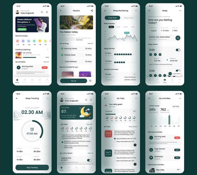 50页睡眠与活动监测高端应用 UI 设计figma源文件