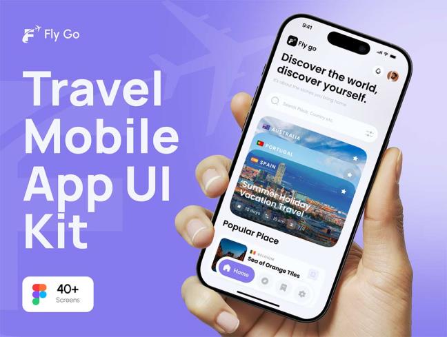 明暗共40页旅游app界面设计figma源文件