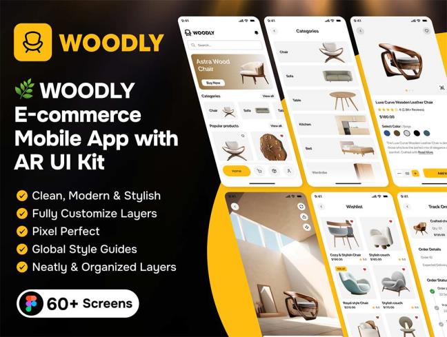 65页带AR的电商app设计figma源文件