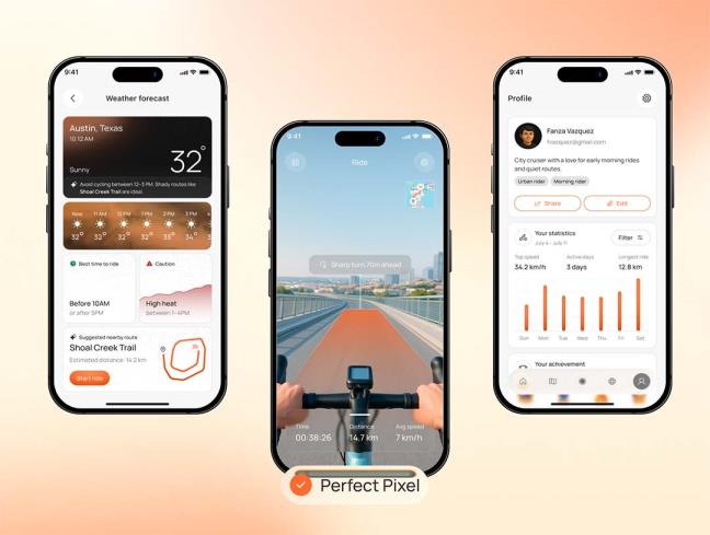 80页明暗高端自行车骑行app界面设计figma源文件