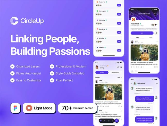 70页一站式爱好社群与活动app界面设计figma源文件