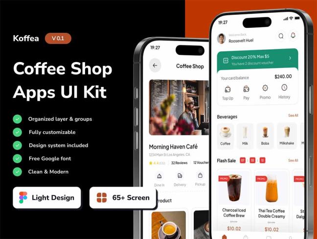 65页咖啡店app界面设计figma源文件