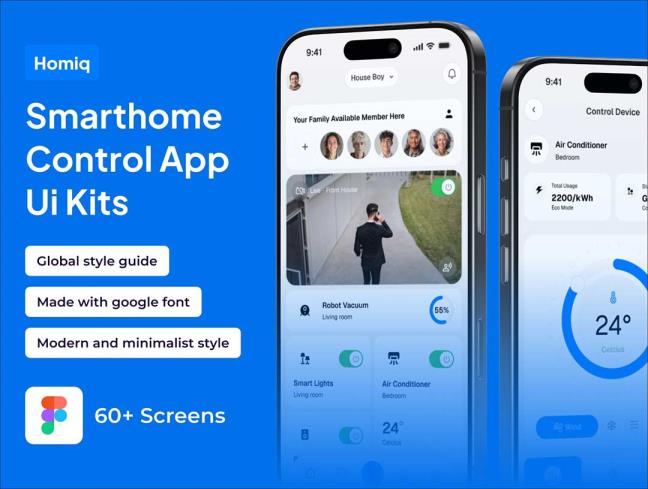 60页智能家居控制app界面figma源文件