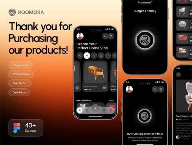 40页AI家具店app界面设计figma源文件