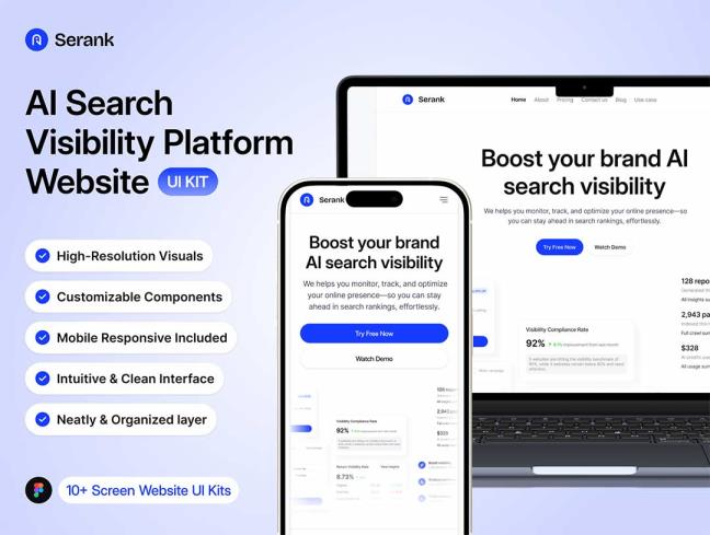 共20页AI搜索可见性平台网站响应式设计figma源文件