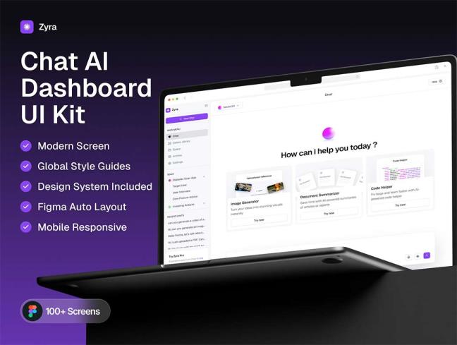 100页聊天AI管理仪表板界面设计figma源文件