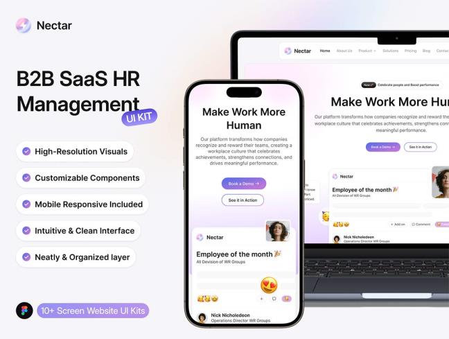 响应式22页B2B SaaS 人力资源管理网站设计figma源文件