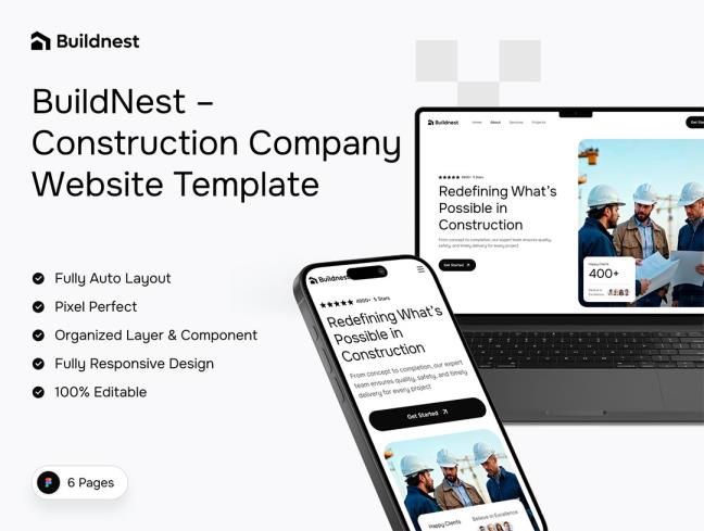 响应式12页建筑公司网站界面设计figma源文件