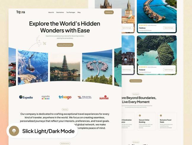 51页响应式明暗旅游网站设计figma源文件