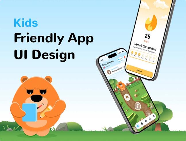 明暗共80页有趣、游戏化儿童外语学习app设计figma源文件