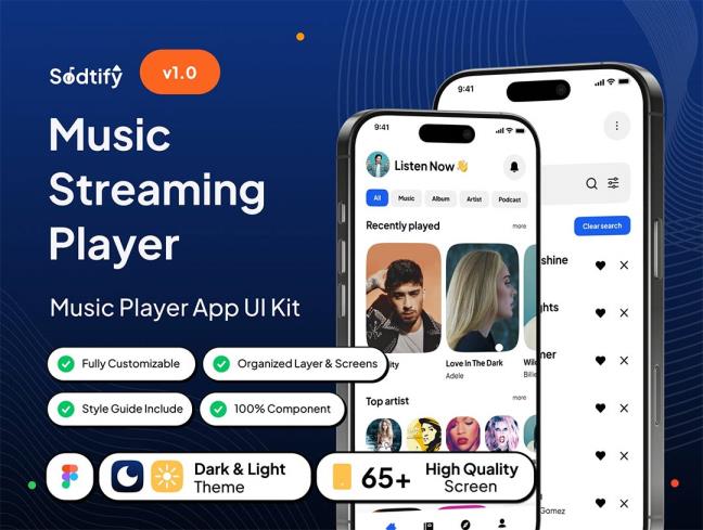 含交互明暗各65页音乐流媒体播放器APP设计fimga源文件