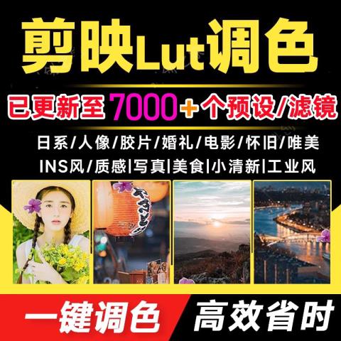 剪映Lut调色预设剪影电脑版专业版pr视频人像风景调节调色滤镜