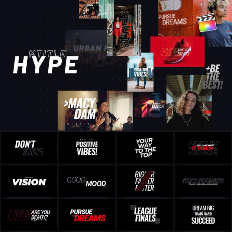 FCPX插件 62组体育活力动感文字标题字幕排版动画预设