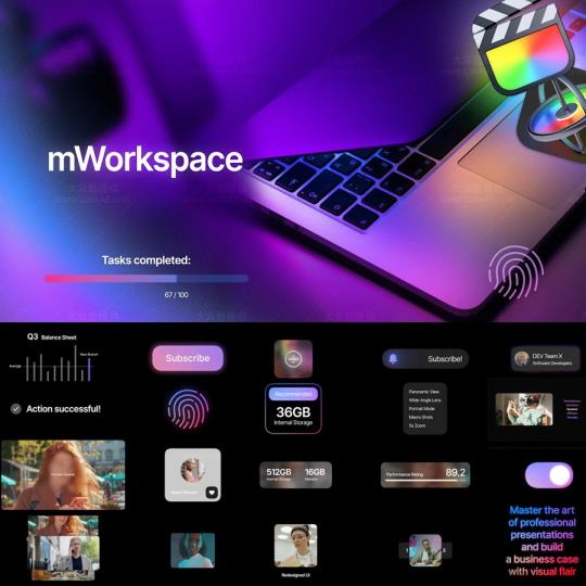FCPX插件-83个简约时尚视频编辑元素文字标题转场动画
