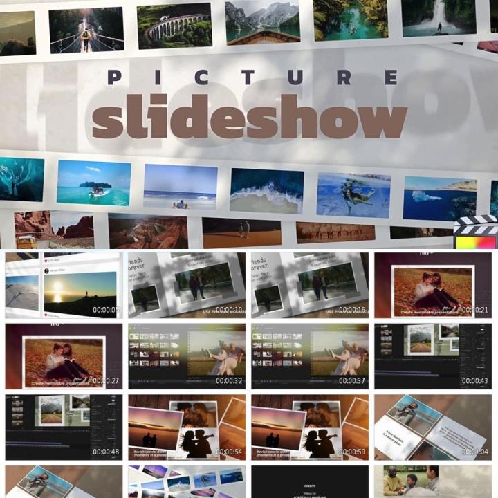 中文版FCPX插件20组照片幻灯片动画视频相册制作模板 一键安装