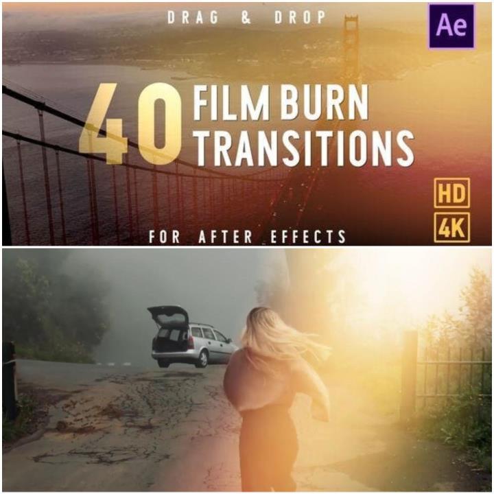 40组胶片漏光光效叠加效果视频转场过渡动画AE模板素材下载