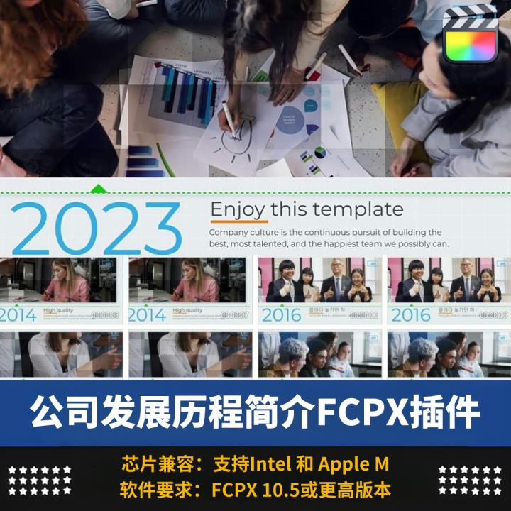 FCPX插件企业公司时间线发展历程简介图文宣传展示模板素材