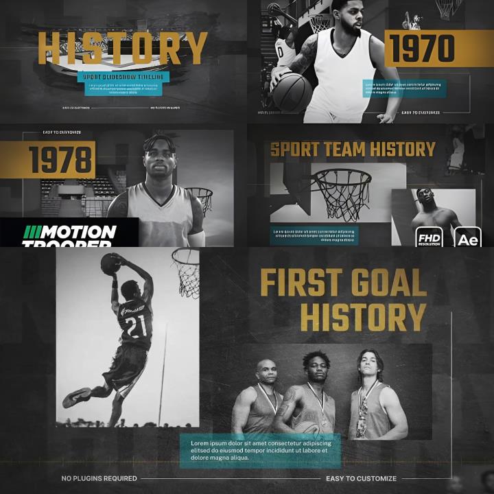 体育运动发展史时间线展示团队球员介绍励志幻灯片AE模板源文件