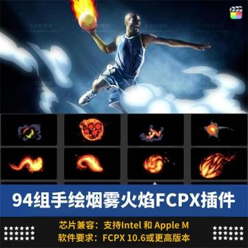 FCPX中文插件94个手绘二维卡通手绘烟雾火焰闪电爆炸射击MG动画预设 The Luut Action Pack