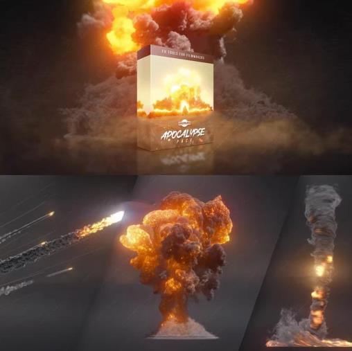 4K视频素材-150个世界末日灾难龙卷风海啸陨石爆炸视觉特效动画