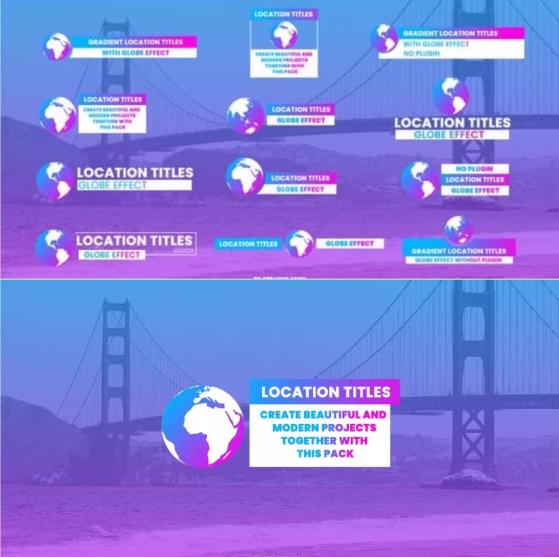 3D地球标注位置标题旅游地图指针标记文本ae模板素材源文件