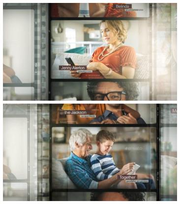 电影胶片胶卷展示照片动画视频相册幻灯片制作工程文件AE模板素材