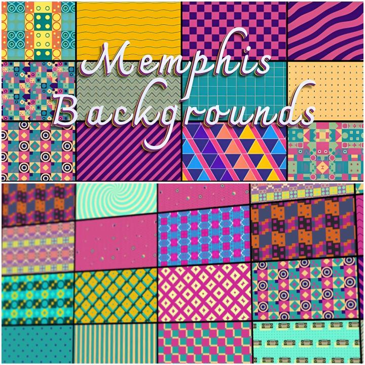 32种孟菲斯流行艺术风格现代抽象图案背景动画AE模板素材